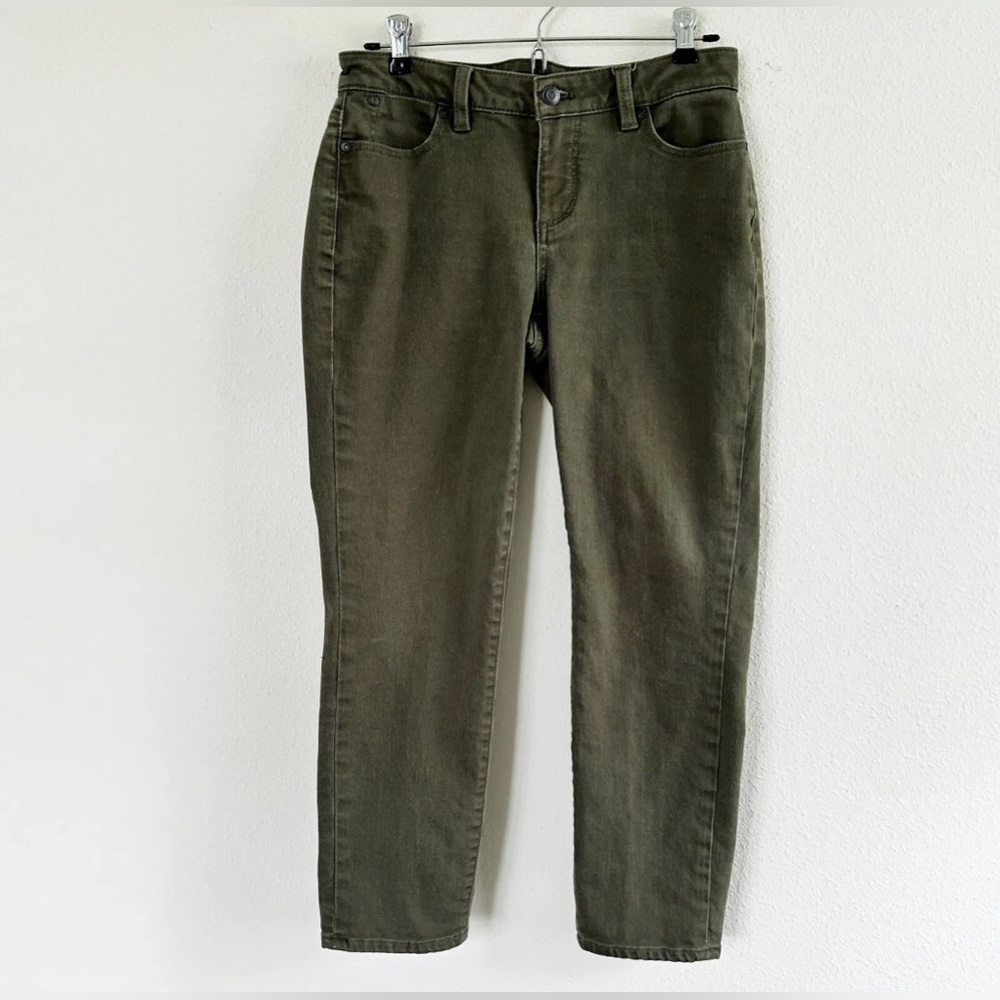 Talbots Womens Heritage Jeans Ankle Size Petite 4 4P Olive Green Pockets Pants